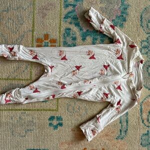 Pink Chicken Santa Print Baby Onesie